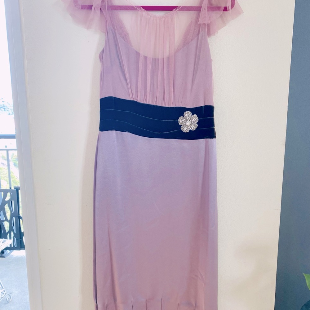 Vera Wang silk Cocktail Dress NWT pink/brown detail Original  $639. Price $330